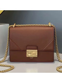 Fendi Kan U Small Matte Calfskin Embossed Corners Flap Bag Brown 2019 (Top Quality)