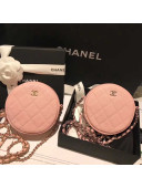 Chanel Lambskin Classic Round Clutch with Chain A70657 Pink 2018