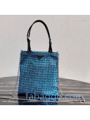 Prada Satin Handbag with Crystal Decoration 1BA253 Blue 2020