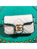 Gucci GG Marmont Raffia Super Mini Shoulder Bag ‎with Snakeskin Trim ‎476433 White/Green 2019