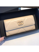 Chanel 19 Goatskin Long Flap Wallet AP0955 Nude 2019