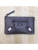 Balen...ga Calfskin Clasic City Small Pouch Grey