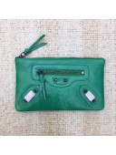 Balen...ga Calfskin Clasic City Small Pouch Green