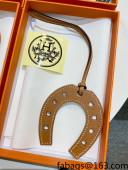 Hermes Paddock Calfskin Horseshoe Bag Charm Light Brown 2021 01