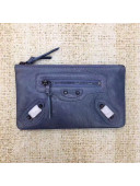 Balen...ga Calfskin Clasic City Small Pouch Smoke Blue