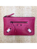 Balen...ga Calfskin Clasic City Small Pouch Fuchsia