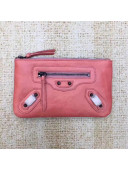 Balen...ga Calfskin Clasic City Small Pouch Pink