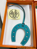 Hermes Paddock Calfskin Horseshoe Bag Charm Azure Blue 2021 05