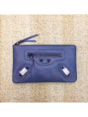 Balen...ga Calfskin Clasic City Small Pouch Blue