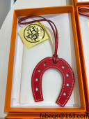 Hermes Paddock Calfskin Horseshoe Bag Charm Red 2021 06