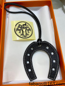 Hermes Paddock Calfskin Horseshoe Bag Charm Black 2021 09