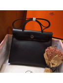 Hermes Herbag 31cm PM Double-Canvas and Linen Shoulder Bag Black