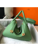 Hermes Lindy 30cm Bag In Togo Calfskin Leather Green 2020