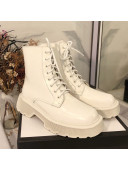 Gucci Shiny Leathe Lace-up Short Boots White 2020