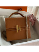 Hermes Cinhetic Box Bag in Epsom Leather Brown/Gold 2021