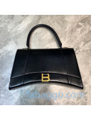 Balenciaga Hourglass Large Top Handle Bag in Shiny Box Calfskin Black/Gold 2020