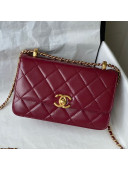 Chanel Quilted Calfskin Mini Flap Bag with Adjustable Strap AS2615 Burgundy 2021 TOP