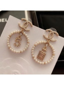 Chanel Bottle 5 Pearl Hoop Earrings AB2921 2019