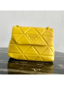 Prada Quilted Lambskin Flap Shoulder Bag 1BD233 Yellow 2019