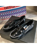 Chanel Patent Leather Chain Flat Loafers G35631 Black 2020