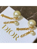 Dior Tribales Pearl Tassel Short Earrings Gold/White 2019