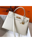 Hermes Kelly 32cm Top Handle Bag in Epsom Leather Off-white 2020