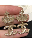 Chanel Crown Short Earrings White 2021