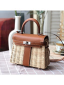 Hermes Kelly Picnic Mini Bag 20cm in Swift Leather and Wove Brown 2021