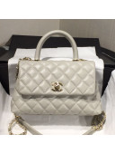 Chanel Small Grained Quilted Calfskin Coco Handle Flap Bag Light Gray 2019