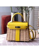 Hermes Kelly Picnic Mini Bag 20cm in Swift Leather and Wove Yellow 2021