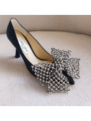 Jimmy Choo Mana Lambskin Pumps 8.5cm with Crystal Bow Black 2021