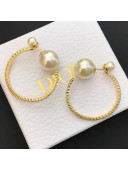 Dior Pearl Crystal Paved Hoop Earrings 2019