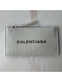 Balenciaga Grained Calfskin Long Zipped Card Holder White