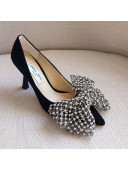 Jimmy Choo Mana Suede Pumps 8.5cm with Crystal Bow Black 2021