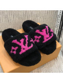 Louis Vuitton LV Wool Flat Slide Sandals Black 2021 09