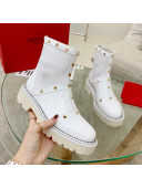 Valentino Roman Stud Ankle Boots White 2021 111891