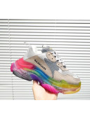 Balenciaga Triple S Rainbow Outsole Sneakers White/Grey/Beige 2019