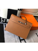 Hermes Men's Kelly Messenger Bag 38cm in Togo Calfskin Light Brown 2021 (Half Handmade)