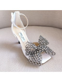 Jimmy Choo Mana Lambskin Sandals 8.5cm with Crystal Bow White 2021