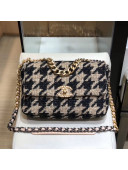 Chanel 19 Houndstooth Wool Tweed Large Flap Bag AS1161 Beige/Black 2019