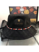 Gucci GG Canvas Web Striped Bucket Bag Black 2019