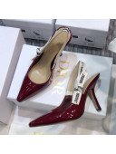 Dior J'Adior Slingback Pumps 9.5cm Heel in Patent Calfskin Burgundy 2021