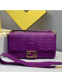 Fendi Baguette Large FF Logo Lambskin Flap Bag Purple 2019