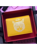 Gucci Garden Cat Print Calfskin Card Case 516938 Yellow 2018