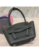 Bottega Veneta Arco Small Grained Calfskin Maxi Weave Top Handle Bag Dark Green 2019