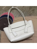 Bottega Veneta Arco Small Grained Calfskin Maxi Weave Top Handle Bag White 2019