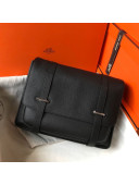 Hermes Men's Steven Strap Messenger Bag 30/34cm in Togo Calfskin Black 2021 (Half Handmade)