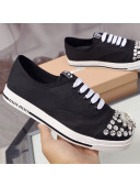 Miu Miu Crystal Canvas Sneakers Black 2021