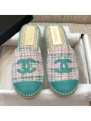 Chanel Tweed Espadrilles Mules G37482 Green 2021