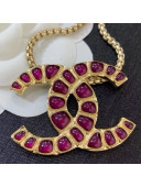 Chanel Burgundy Resin Stones CC Pendant Necklace AB1804 2019